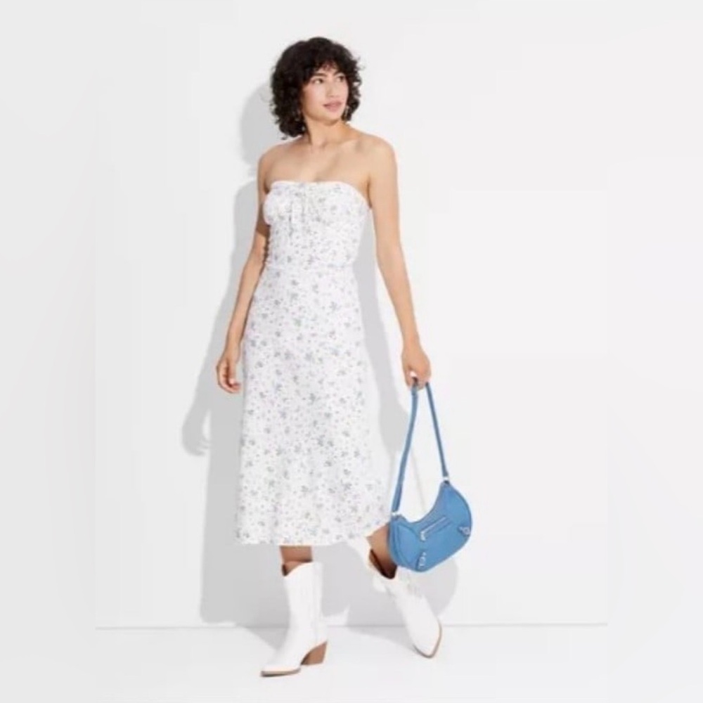 Wild Fable Removable Straps White Floral Dress